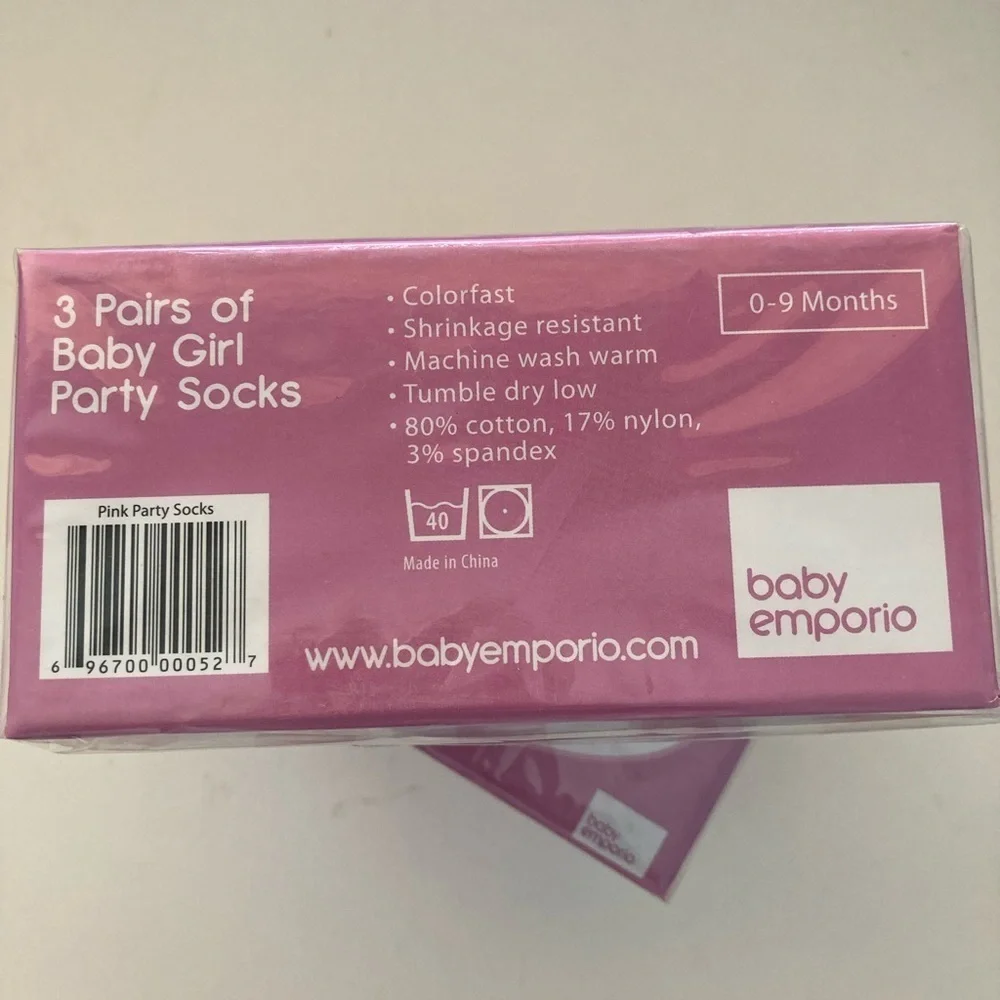 Baby Girl Emporio Box Of 3 Pairs Of Brand New Baby Socks In A Pink Box